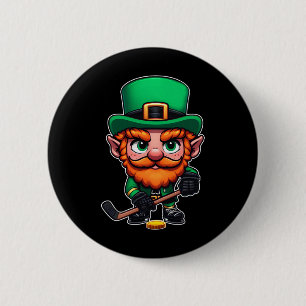 St. Patrick's Day Irischer Leprechaun Eishockeyspi Button