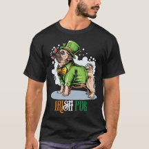 St. Patricks' Day Irischer Mops-Hund T-Shirt