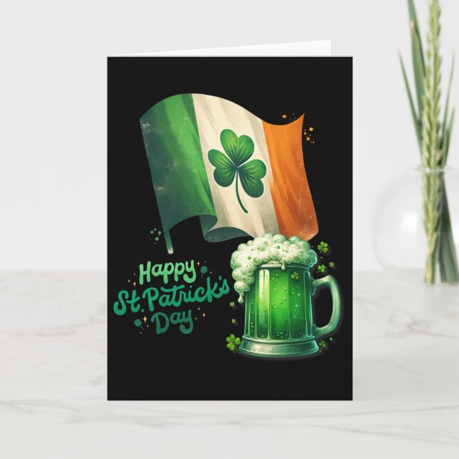 St. Patrick's Day Irisches Bier Irland-Flagge Männ Karte (Vorderseite)