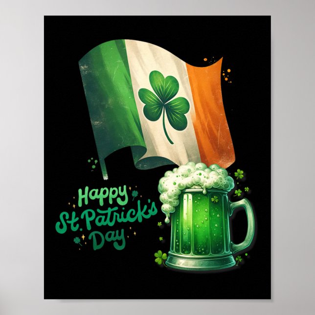 St. Patrick's Day Irisches Bier Irland-Flagge Männ Poster (Vorne)