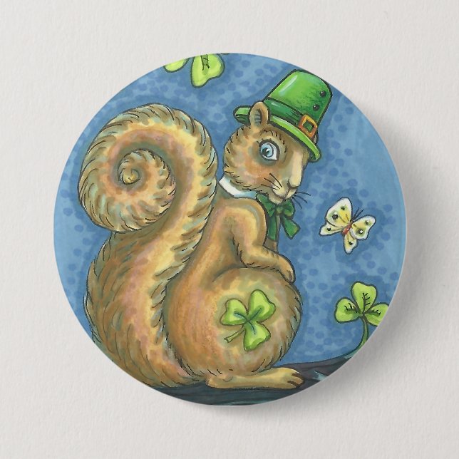 ST. PATRICK'S DAY IRISCHES EICHHÖRNCHEN KNOPF Rund Button (Vorderseite)