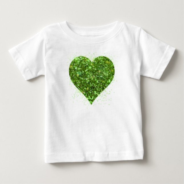 St. Patrick's Day, irisches, glitzerndes Herz Baby T-shirt (Vorderseite)