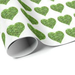 St. Patrick's Day, irisches, glitzerndes Herz Geschenkpapier
