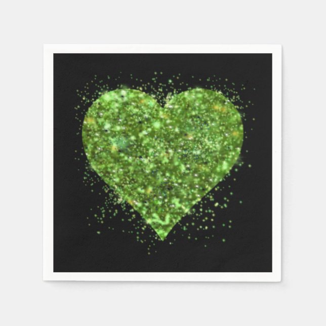 St. Patrick's Day, irisches, glitzerndes Herz Serviette (Vorderseite)