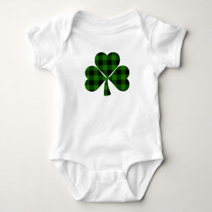 St. Patrick's Day, irisches kariertes Kleeblatt Baby Strampler