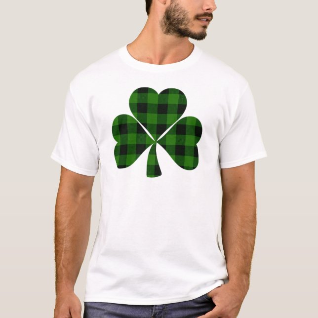 St. Patrick's Day, irisches kariertes Kleeblatt T-Shirt (Vorderseite)