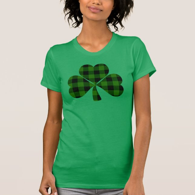St. Patrick's Day, irisches kariertes Kleeblatt T-Shirt (Vorderseite)
