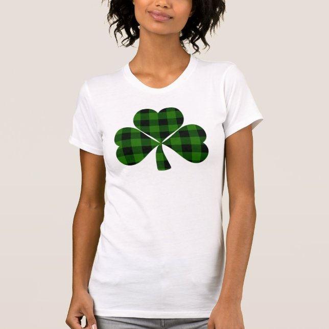 St. Patrick's Day, irisches kariertes Kleeblatt T-Shirt (Vorderseite)