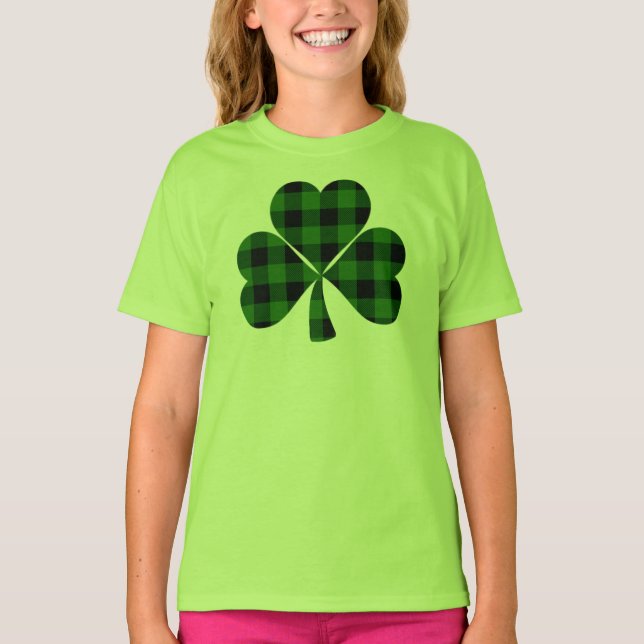St. Patrick's Day, irisches kariertes Kleeblatt T-Shirt (Vorderseite)