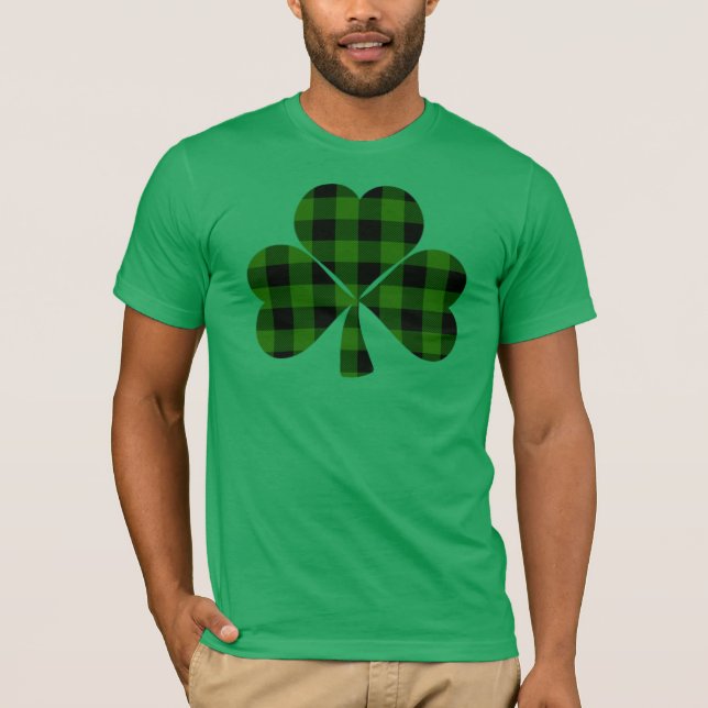 St. Patrick's Day, irisches kariertes Kleeblatt T-Shirt (Vorderseite)