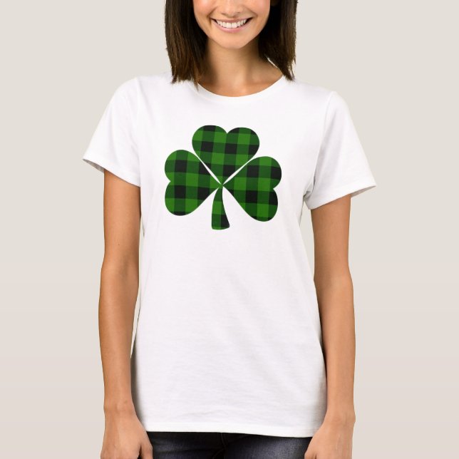 St. Patrick's Day, irisches kariertes Kleeblatt T-Shirt (Vorderseite)