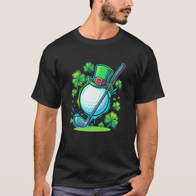 St Patricks Day Irisches Kleeblatt Golfball T-Shirt (Vorderseite)