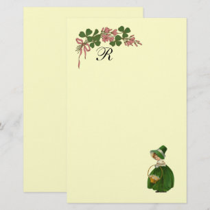 ST. PATRICK'S DAY, IRISCHES MÄDCHEN UND KLEEBLATT- BRIEFPAPIER