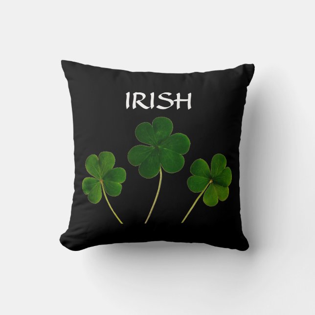 St Patrick's Day Irish 2020 Green Kleeblatt Black Kissen (Vorderseite)