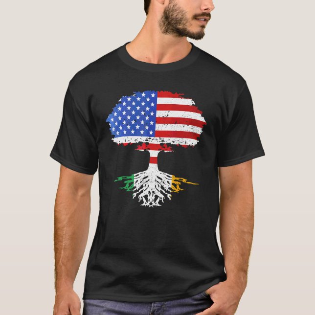St Patricks Day Irish American Flag Grown Roots Us T-Shirt (Vorderseite)