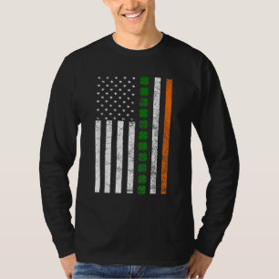 St Patricks Day Irish American Flag Ireland Shamr T-Shirt