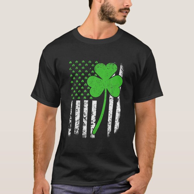 St. Patrick's Day Irish American Flag Kleeblatt Gi T-Shirt (Vorderseite)