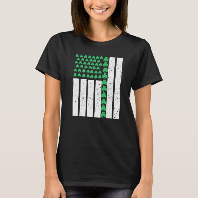 St Patricks Day Irish American Flag Kleeblatt Prix T-Shirt (Vorderseite)
