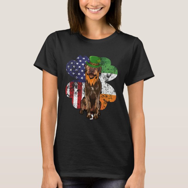 St Patricks Day Irish American Wirehaired Pointing T-Shirt (Vorderseite)