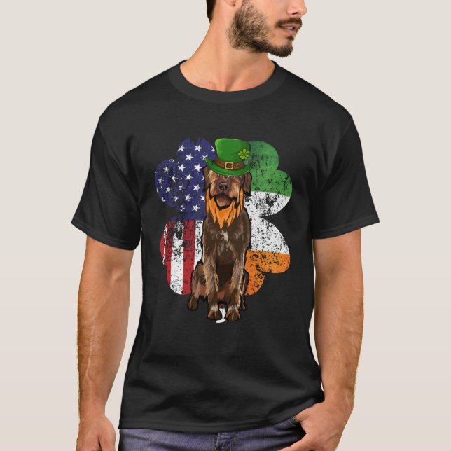 St Patricks Day Irish American Wirehaired Pointing T-Shirt (Vorderseite)