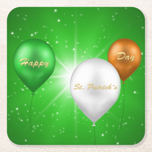 St. Patrick's Day Irish Balloons - Paper Untersetz Rechteckiger Pappuntersetzer (Vorderseite)