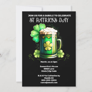 St Patrick's Day Irish Bierleder mit Kleeblatt Einladung