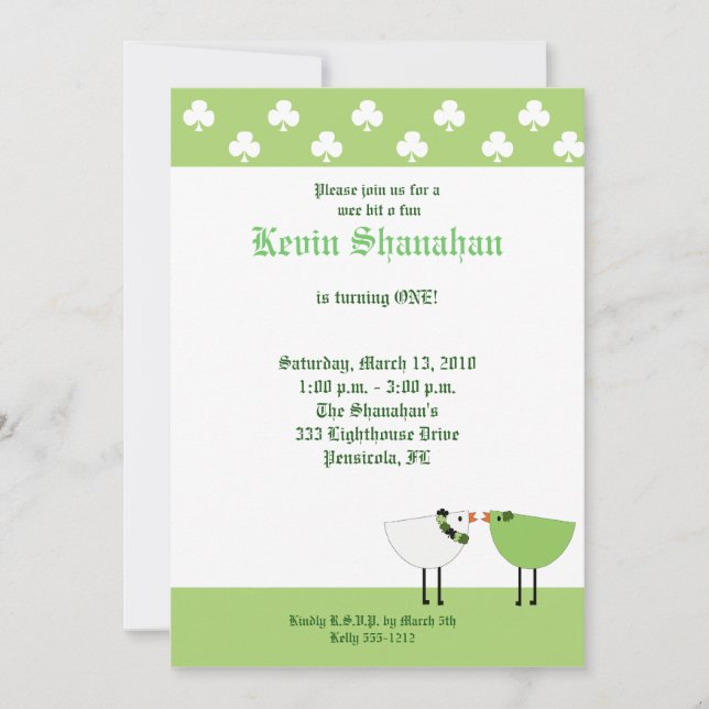 St. Patrick's Day Irish Birds Party Einladung (Vorderseite)