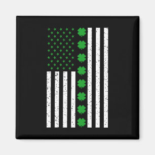 St Patricks Day Irish Clover American Flag Magnet