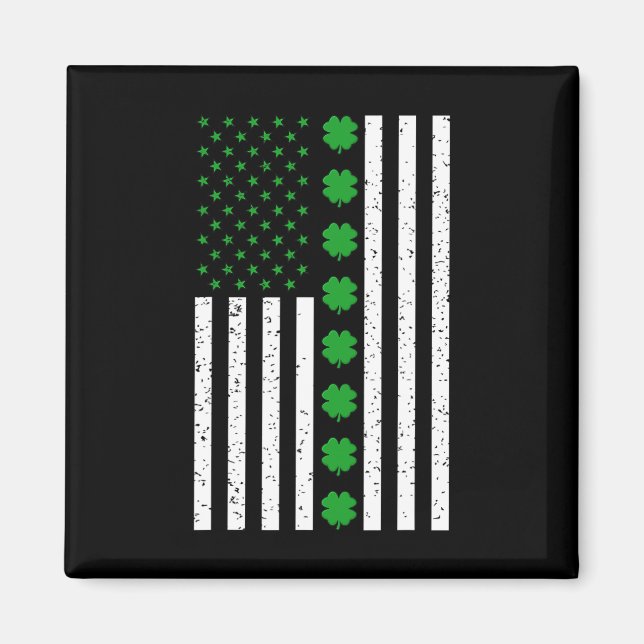 St Patricks Day Irish Clover American Flag Magnet (Vorne)