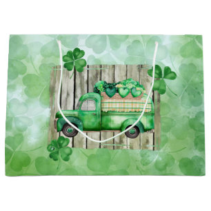 St. Patrick's Day Irish Clovers Vintag Truck Große Geschenktüte