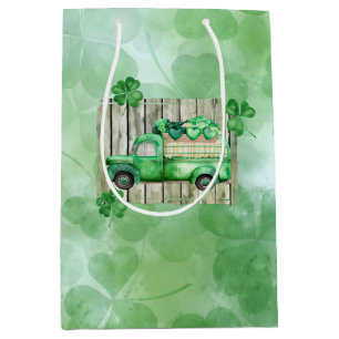 St. Patrick's Day Irish Clovers Vintag Truck Mittlere Geschenktüte