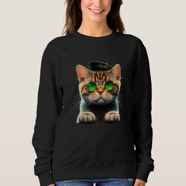 St Patrick's Day Irish Cute Cat Mom Dad Kitties Sweatshirt (Vorderseite)