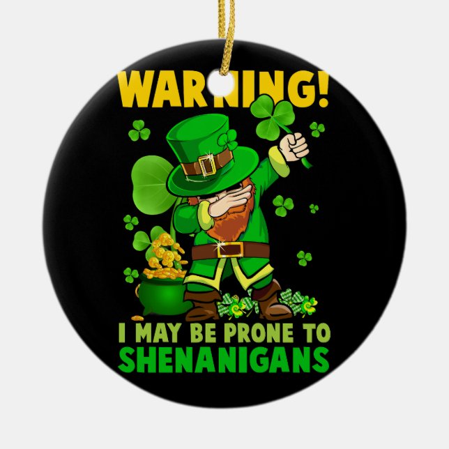 St Patricks Day Irish Dabbing Leprechaun St Patric Keramik Ornament (Vorne)