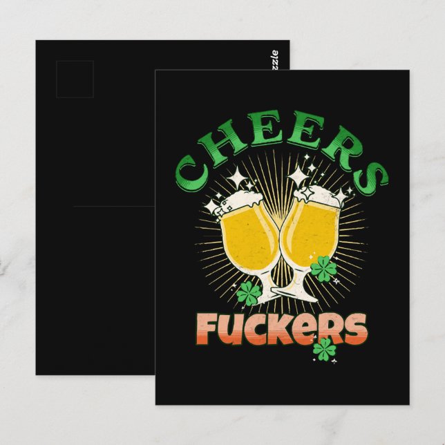 St Patricks Day Irish Drinkin Postkarte (Vorne/Hinten)