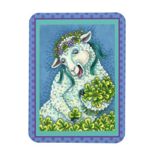 ST. PATRICK'S DAY IRISH EWE, SHEEP & KLEEBLATTS MAGNET