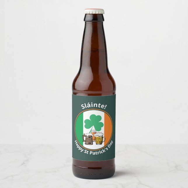 St Patricks Day Irish Flag Bierflaschenetikett (Vorderseite)