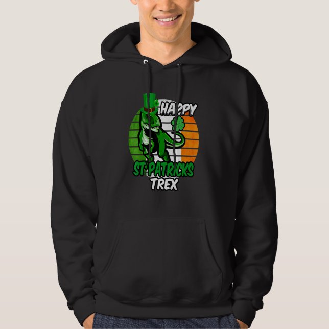 St Patrick's Day Irish Flag Dinosaur Kleeblatt Sun Hoodie (Vorderseite)