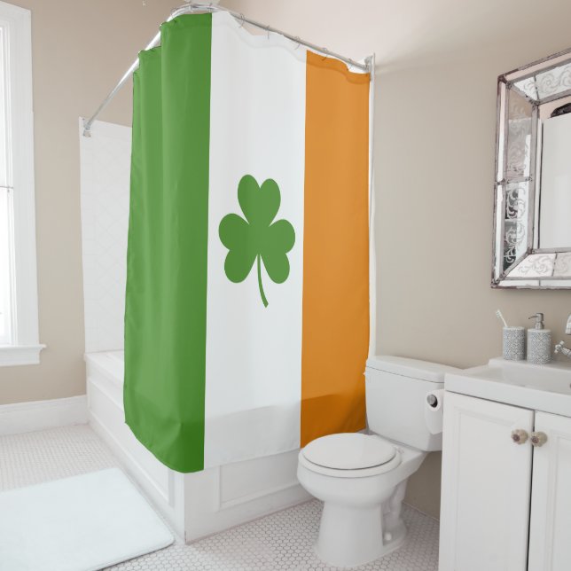 St Patrick's Day Irish Flag mit Kleeblatt Clover Duschvorhang (Beispiel)