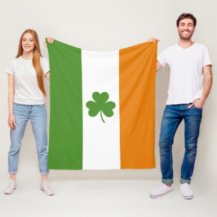St Patrick's Day Irish Flag mit Kleeblatt Clover Fleecedecke
