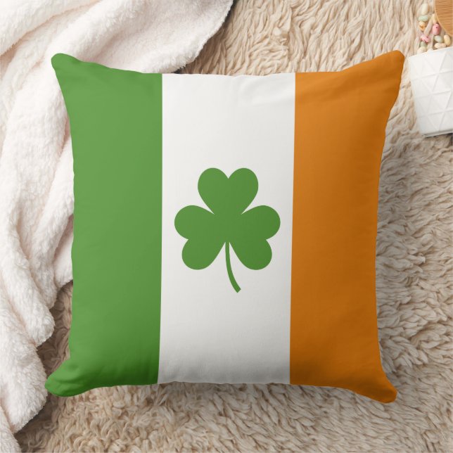 St Patrick's Day Irish Flag mit Kleeblatt Clover Kissen (Decke)