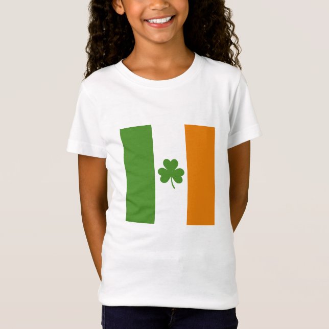 St Patrick's Day Irish Flag mit Kleeblatt Clover T-Shirt (Vorderseite)