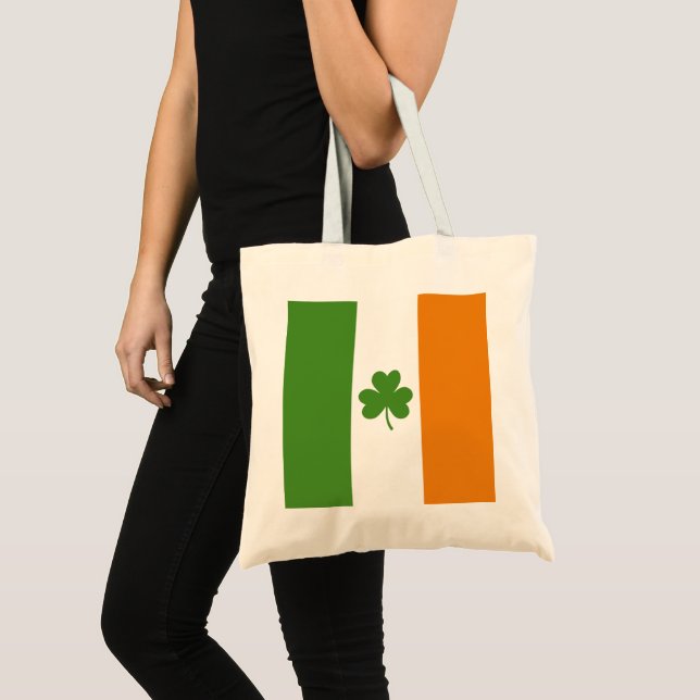 St Patrick's Day Irish Flag mit Kleeblatt Clover Tragetasche (Vorderseite (Produkt))