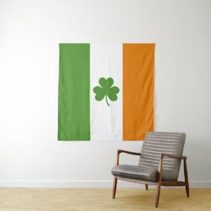 St Patrick's Day Irish Flag mit Kleeblatt Clover Wandteppich