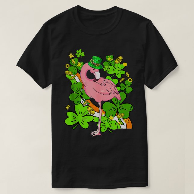 St Patricks Day Irish Flamingo Shamrock Saint Patt T-Shirt (Design vorne)