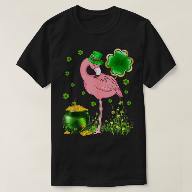 St Patricks Day Irish Flamingo Shamrock Saint Patt T-Shirt (Design vorne)