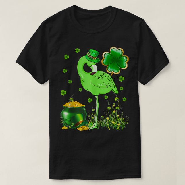 St Patricks Day Irish Flamingo Shamrock Saint Patt T-Shirt (Design vorne)