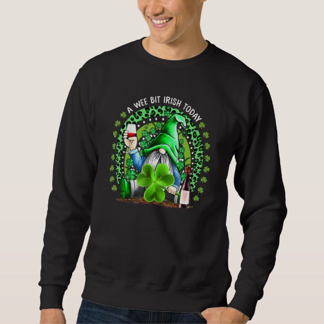 St Patrick's Day Irish Gnome Drink Wine Shamrock R Sweatshirt (Vorderseite)