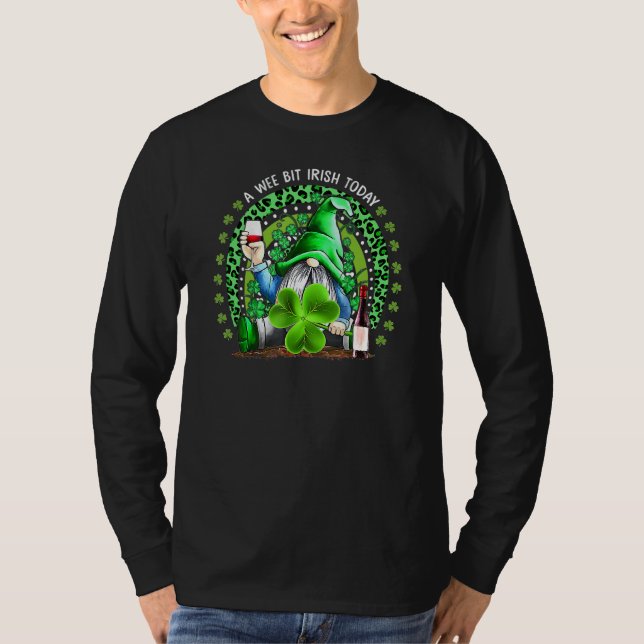 St Patrick's Day Irish Gnome Drink Wine Shamrock R T-Shirt (Vorderseite)