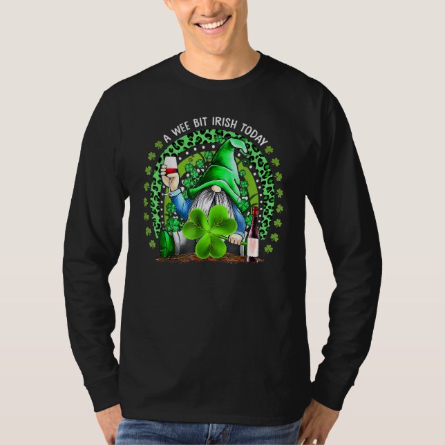 St Patrick's Day Irish Gnome Drink Wine Shamrock R T-Shirt (Vorderseite)