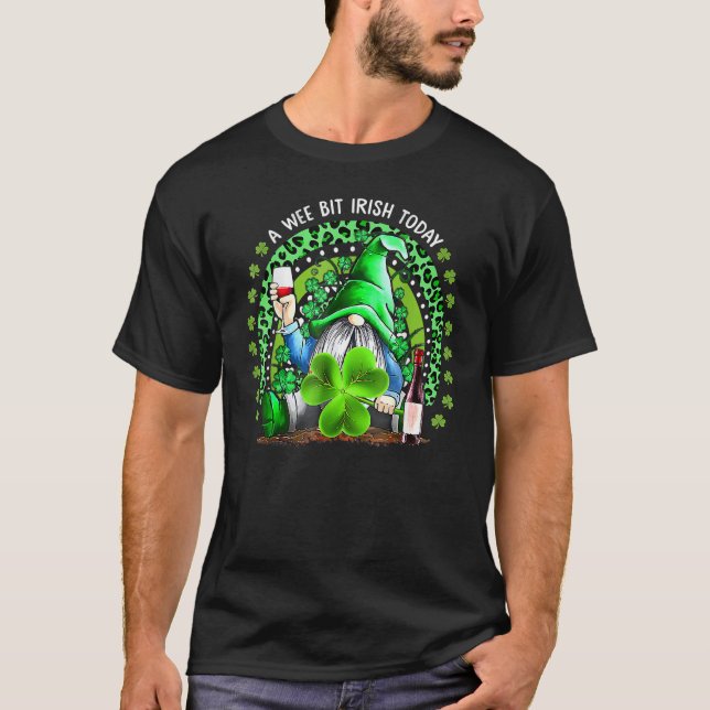 St Patrick's Day Irish Gnome Drink Wine Shamrock R T-Shirt (Vorderseite)